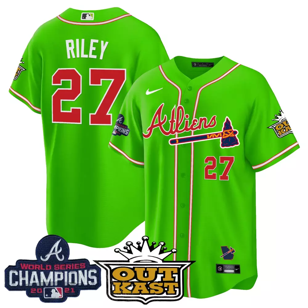 Riley 27 Atlanta Braves 2021 Men's All Stitched Vapor Jersey | White Champions Edition Fan Gear for Men, Women & Youth