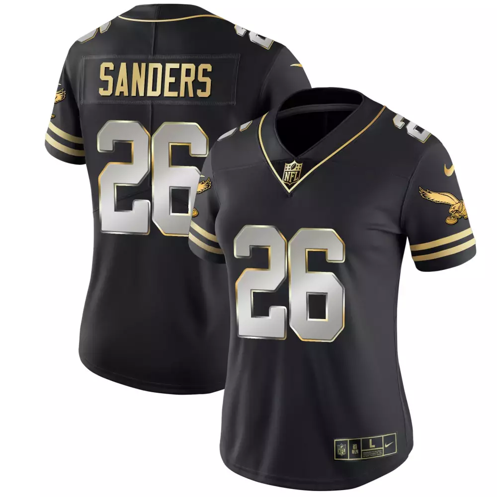 sanders 26 black women s stitched jersey with name patch 2023 eagles