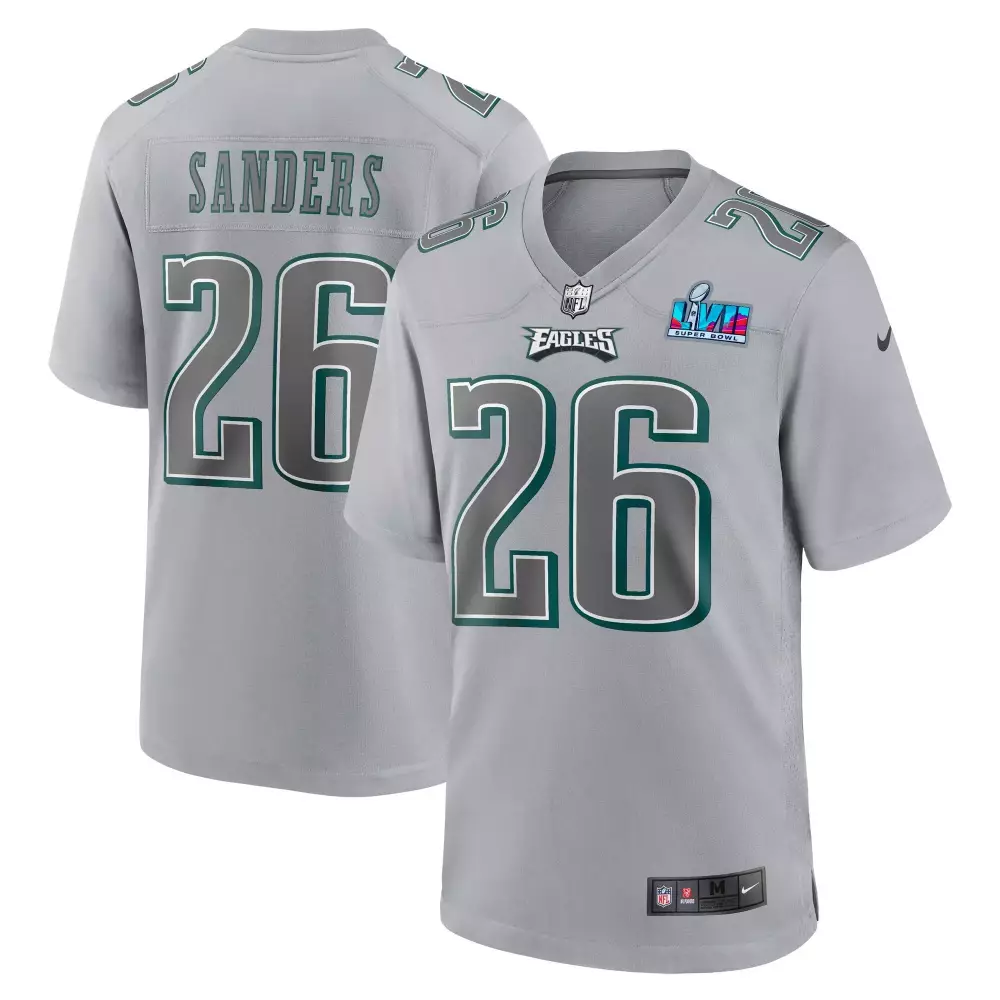 Sanders 26 Philadelphia Eagles Gray Stitched Jersey | Men's Super Bowl LVII Name Patch 2023 | For Men, Women & Youth