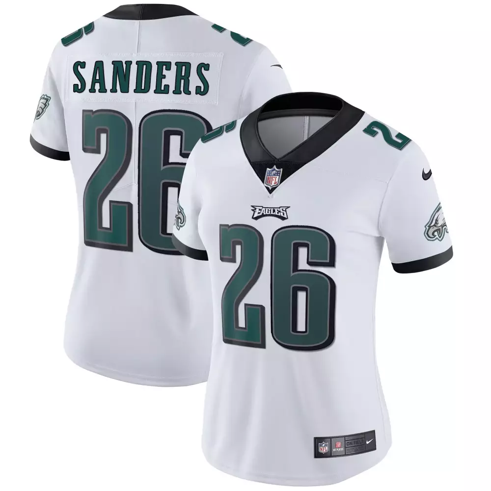 Sanders 26 Philadelphia Eagles Women's Stitched White Jersey | Year Name Patch | Classic Fan Gear for Eagles Supporters | For Men, Women & Youth