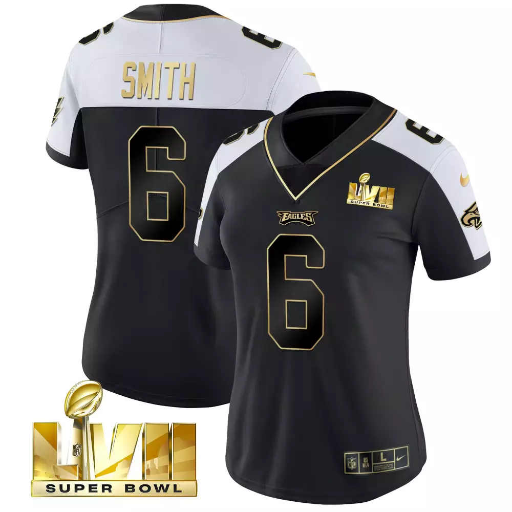 Smith 6 Philadelphia Eagles Black Stitched Jersey | Super Bowl LVII Patch 2023 | Limited Edition Fan Gear | For Men, Women & Youth