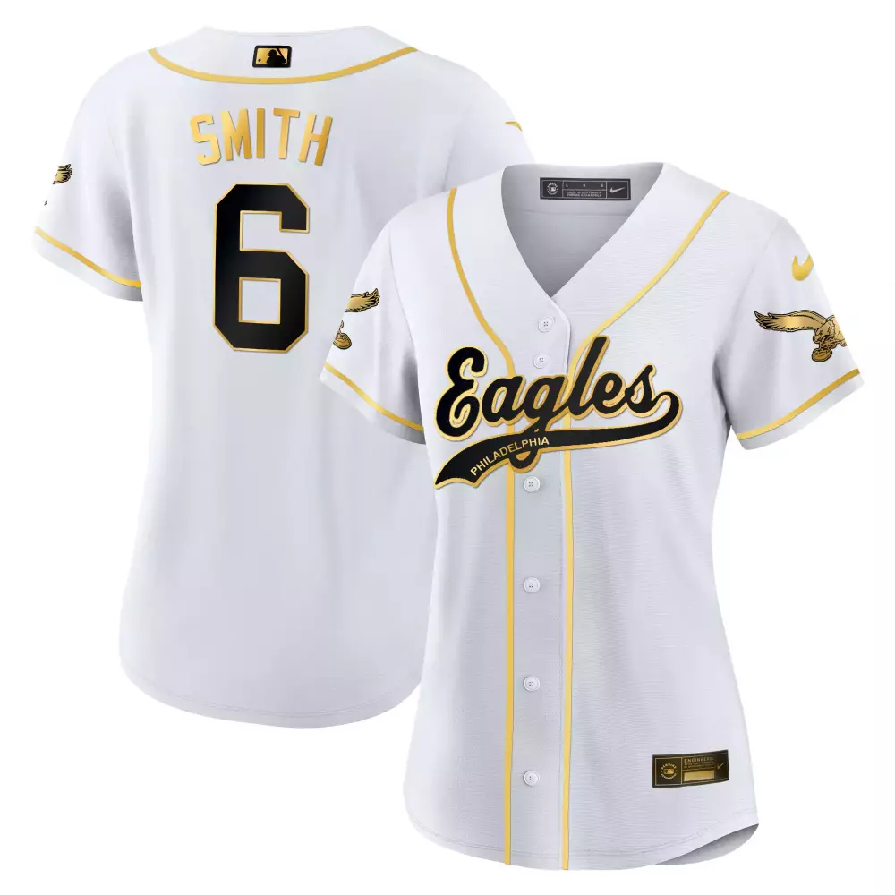 Smith 6 Philadelphia Eagles 2023 White Stitched Women's Jersey | Name Patch Design | For Women & Youth