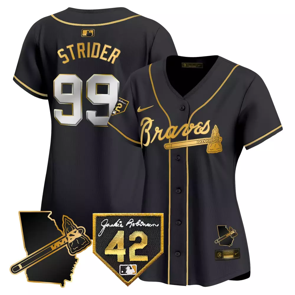 Spencer Strider 99 Atlanta Braves Black Stitched Women's Jersey | Name Patch | 2024 | For Women & Youth