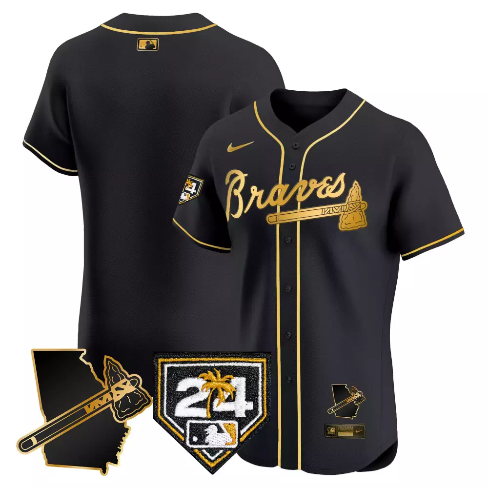 Spencer Strider Black & Gold Women's Atlanta Braves Hank Aaron Jersey V2 | 715th Home Run Patch | Vapor Premier Limited Edition | For Men, Women & Youth