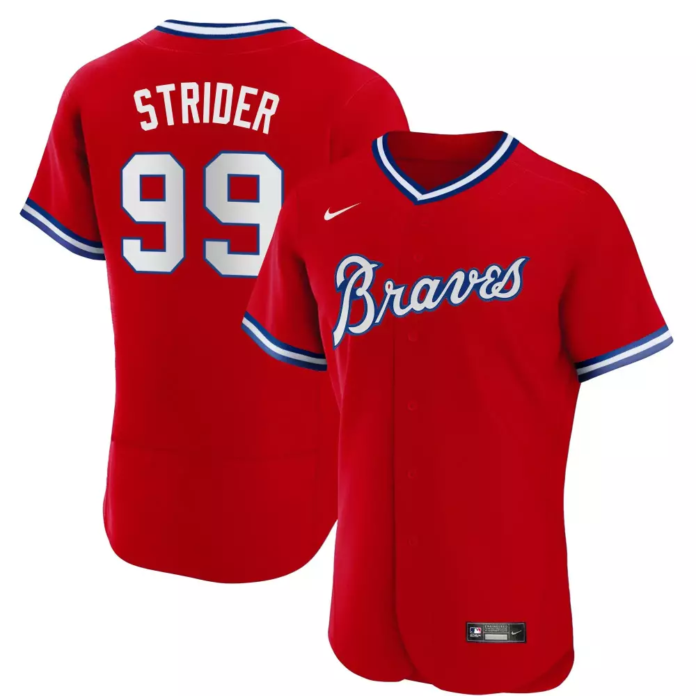 Strider 99 Atlanta Braves Red Jersey | All Stitched Name Patch Men's Style 2023 | For Men, Women & Youth