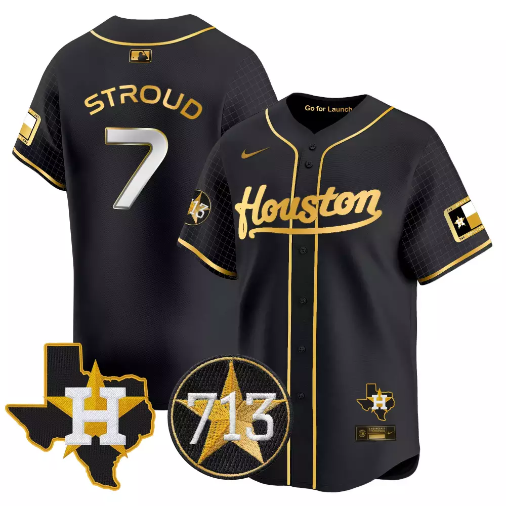 stroud 7 houston black all stitched jersey with name patch 2023 men s style