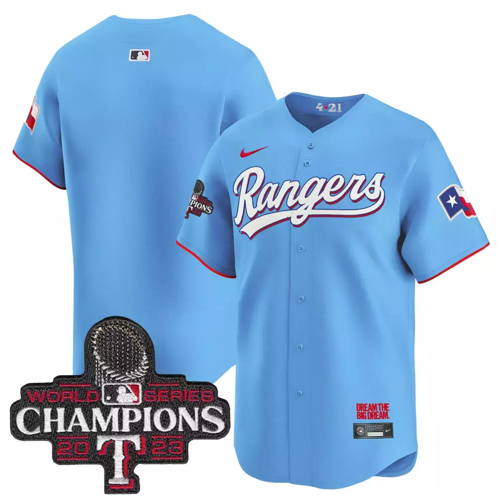 Texas Rangers 2023 World Series Champions Limited Jersey V4 | Vapor Premier Stitched Fan Gear | For Men, Women & Youth