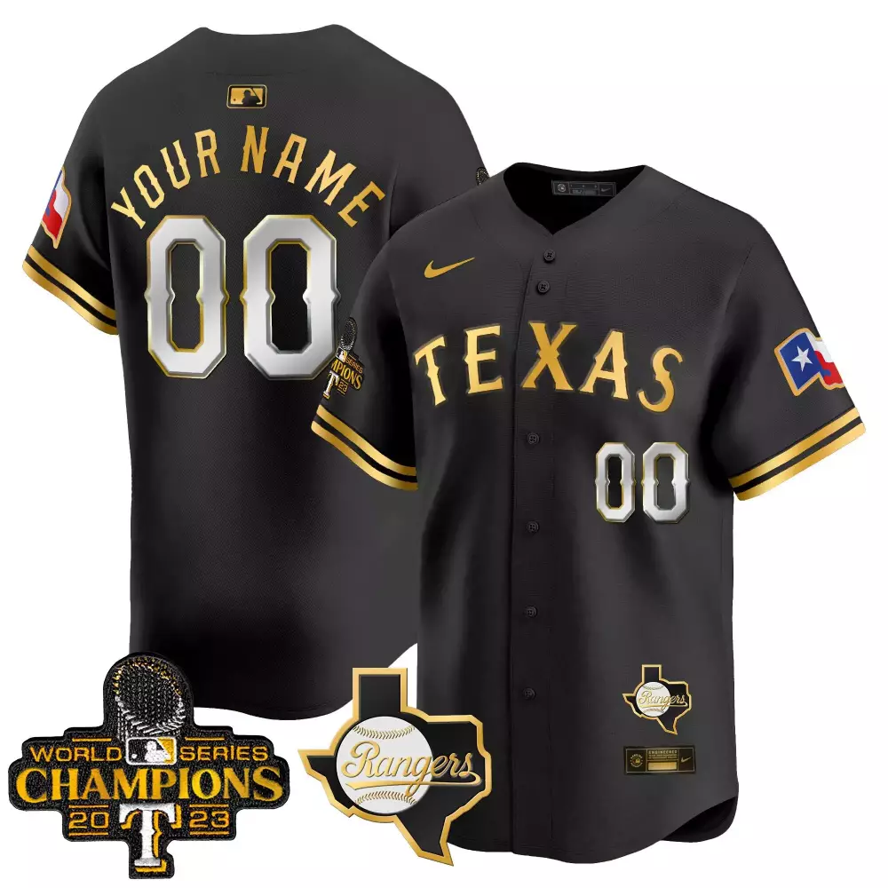 Texas Rangers Black Stitched Jersey | 2023 World Series Champions Name Patch | Men's Style | Limited Edition Fan Gear | For Men, Women & Youth