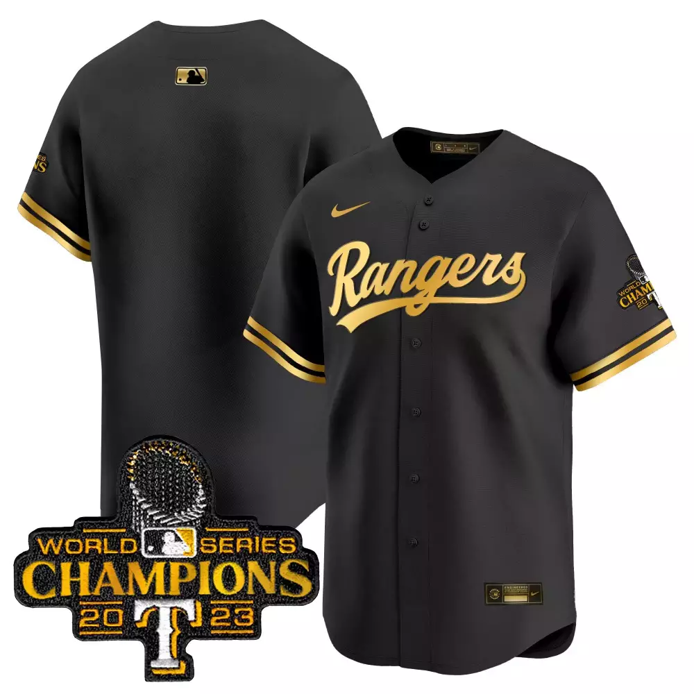 Texas Rangers Black Vapor Premier Limited Jersey | 2023 World Series Champions | All Stitched Fan Gear | For Men, Women & Youth