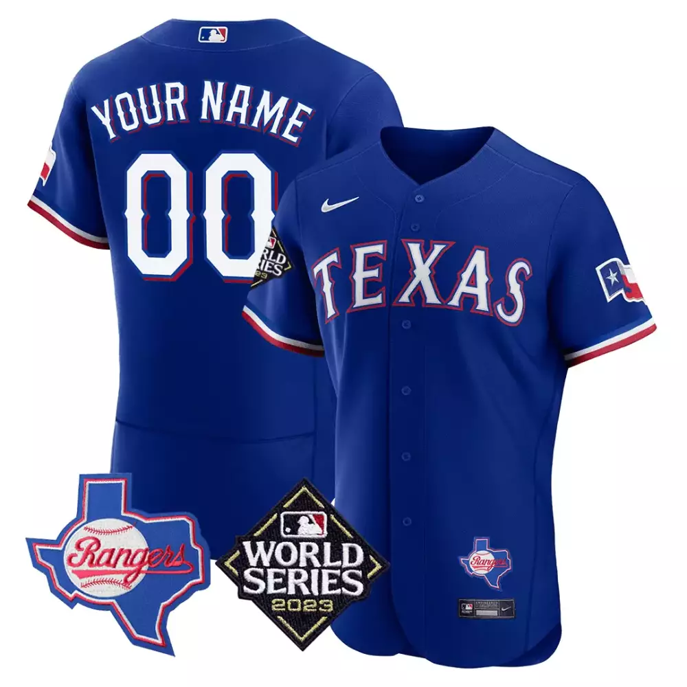 Texas Rangers Custom Blue Jersey 2023 | World Series Patch All Stitched Fan Gear for Men, Women & Youth