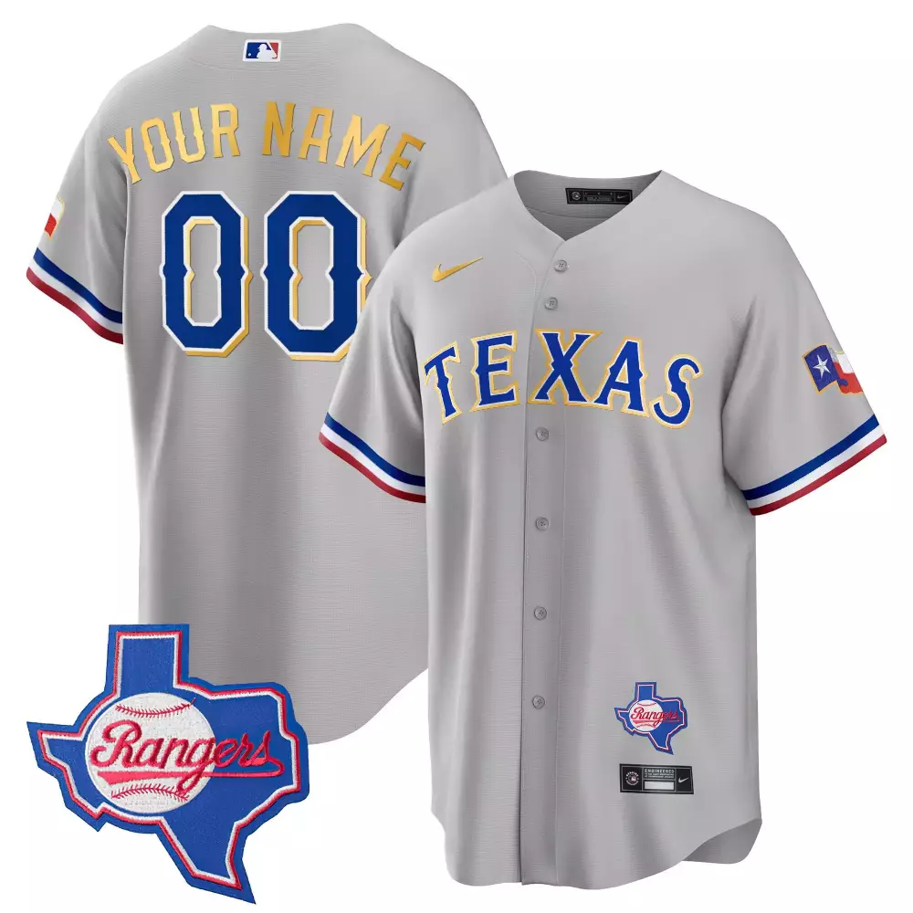 Texas Rangers Gray Stitched Jersey 2023 | Name Patch Style | Fan Gear for Men, Women & Youth