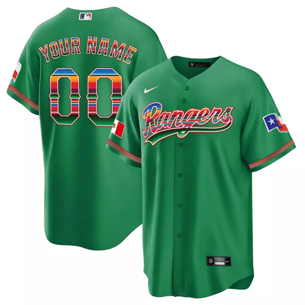 texas rangers green custom stitched jersey 2023 your name 00 men s style with name patch