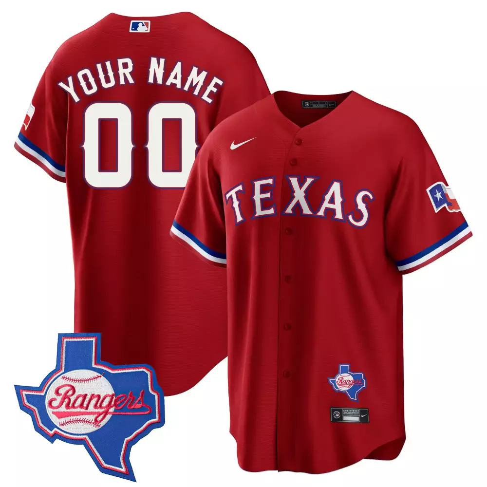 texas rangers red stitched jersey 2023 custom name patch for men