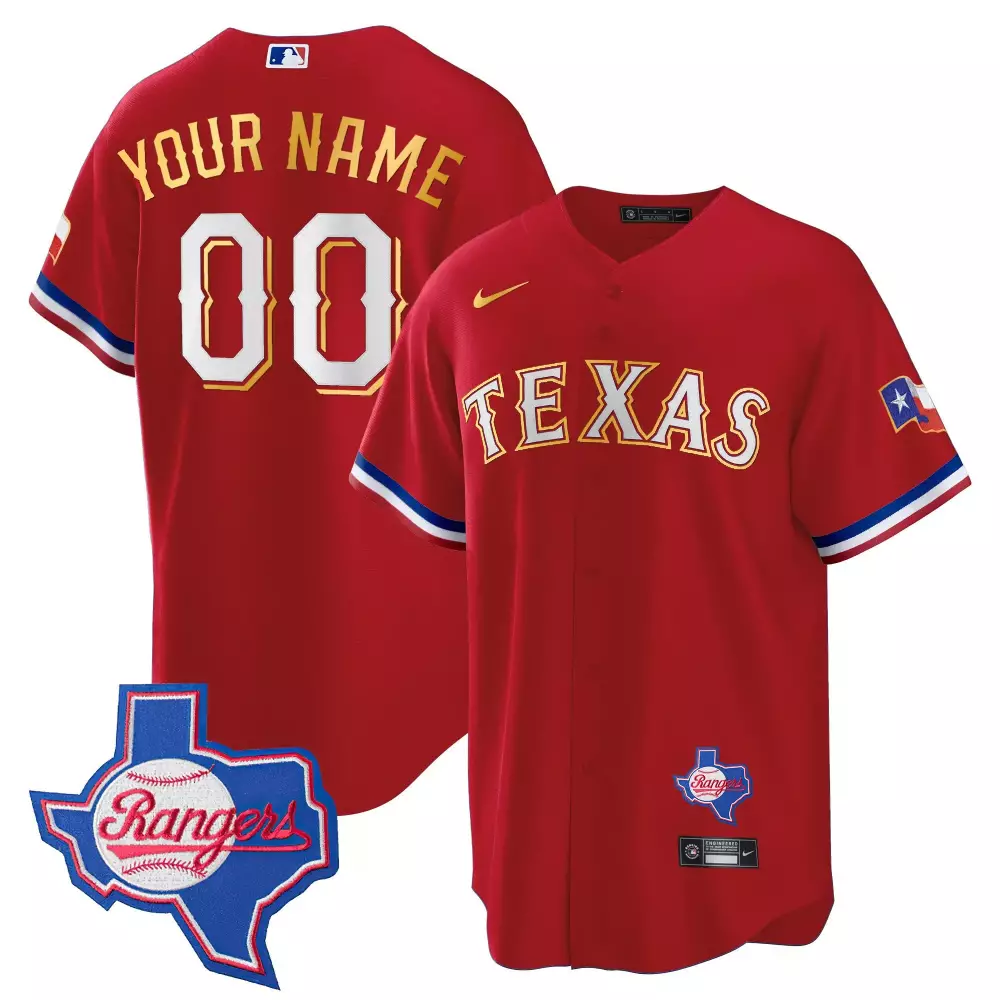 texas rangers red stitched jersey 2023 custom name patch for men