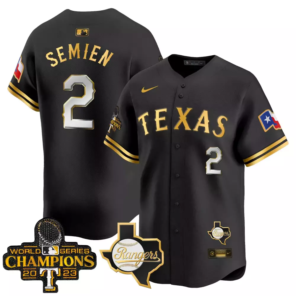 Texas Rangers Semien 2 Men's Black Vapor Premier Limited Jersey | All Stitched Name Patch 2023 | For Men, Women & Youth