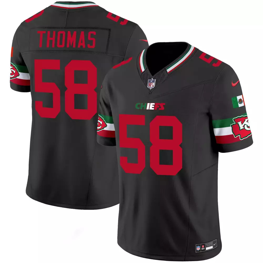 Thomas 58 Kansas City Chiefs Black Stitched Jersey | Back 2 Back Patch | 2023 Men's Style | For Men, Women & Youth