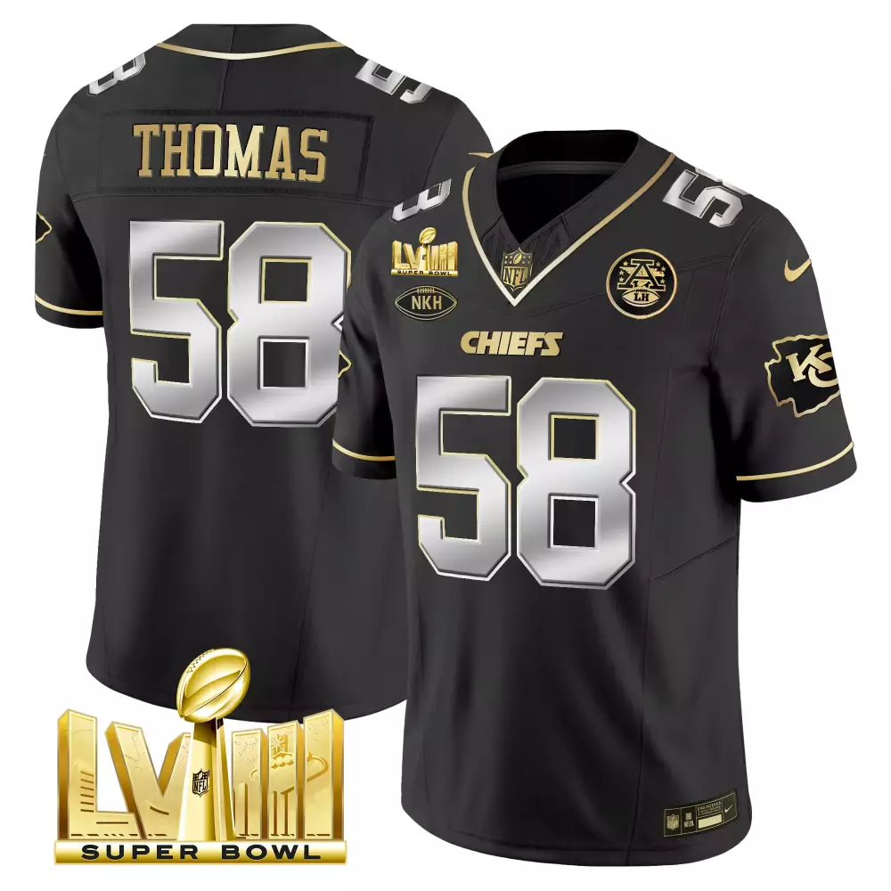 Thomas 58 Kansas City Chiefs Black Stitched Jersey | Super Bowl LVIII 2023 | For Women
