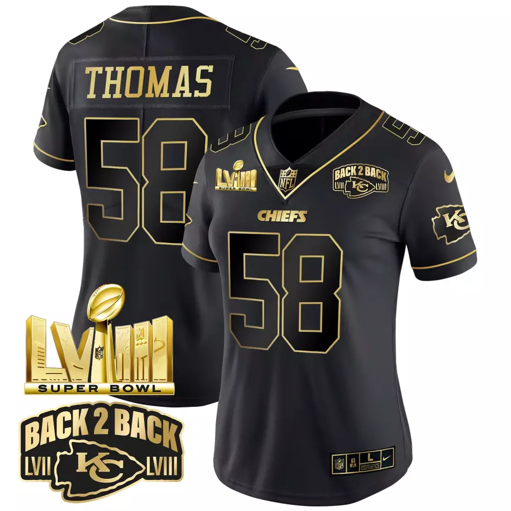 Thomas 58 Kansas City Chiefs Black Stitched Jersey | Super Bowl LVIII 2023 | For Women