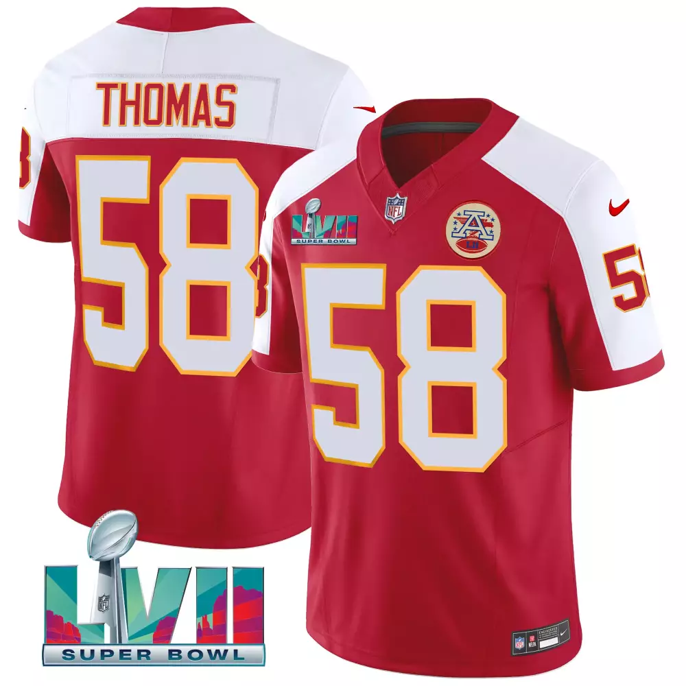 Thomas 58 Kansas City Chiefs Red All Stitched Jersey | Super Bowl 2023 Edition | For Men, Women & Youth