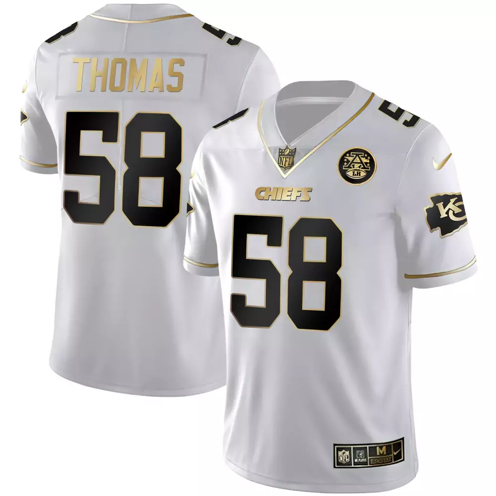 Thomas 58 Kansas City Chiefs White Stitched Jersey with Name Patch | Super Bowl LVIII 2023 Women's Style | For Women, Men & Youth