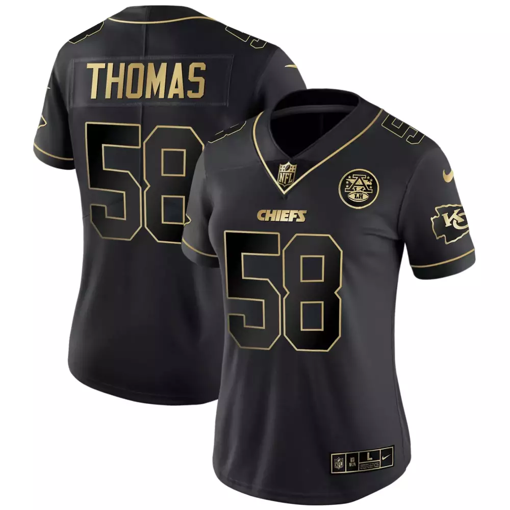 Thomas 58 Kansas City Chiefs Women's Black All Stitched Jersey | AFC West Champions Edition | Fan Gear for Women & Youth