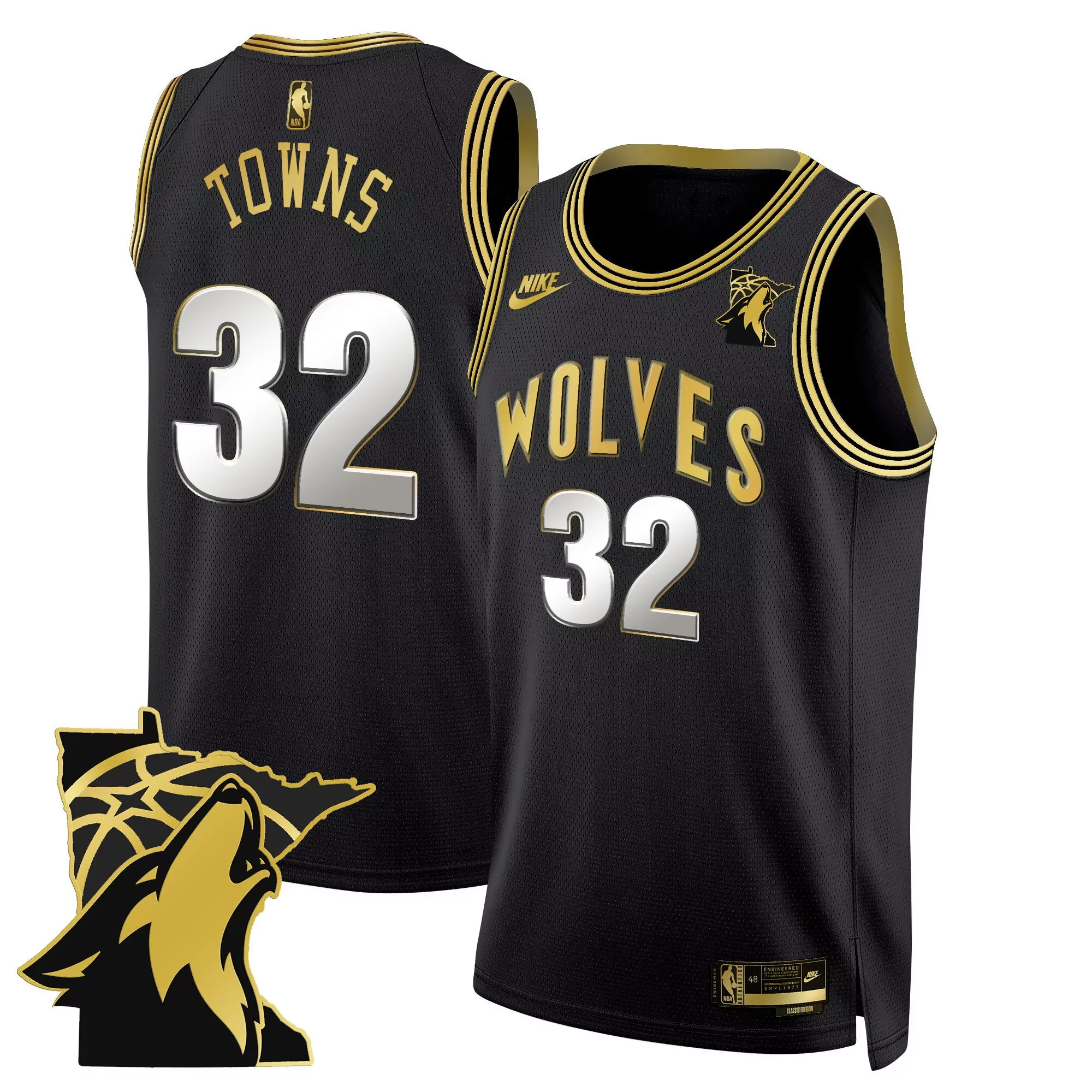 towns 32 minnesota timberwolves 2023 men s all stitched vapor jersey white gold 1