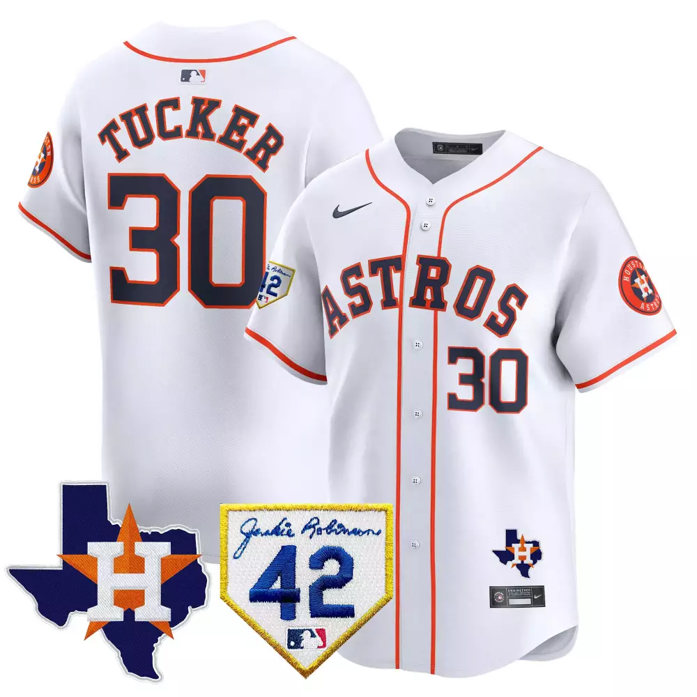 Tucker 30 Houston Astros White All Stitched Jersey | 2023 Jackie Robinson Name Patch | Fan Gear for Game Day | For Men, Women & Youth