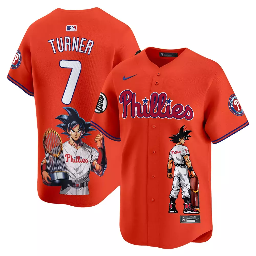 Turner 7 Philadelphia Phillies Orange Sleeveless Jersey | All Stitched Name Patch 2023 | Limited Edition Fan Gear | For Men, Women & Youth