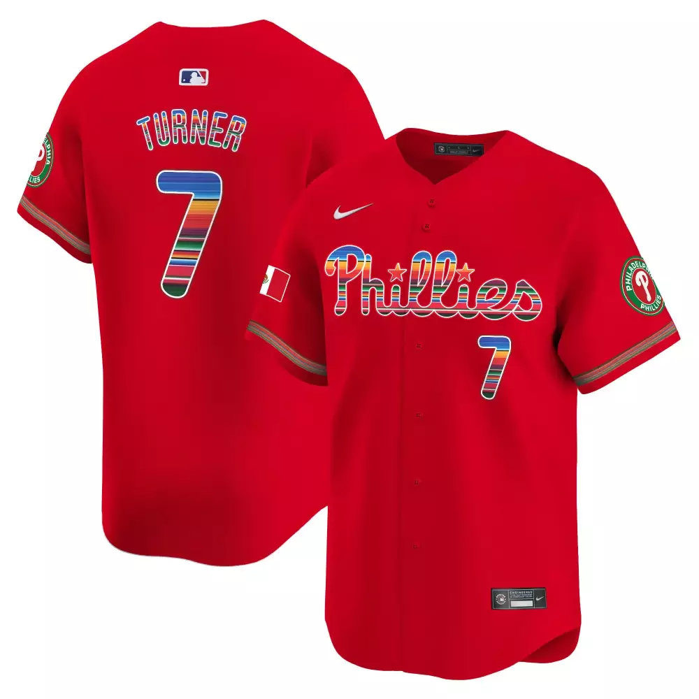 Turner 7 Philadelphia Phillies Red Jackie Robinson Patch Vapor Premier Limited Jersey | All Stitched 2023 | Game Day Fan Gear | For Men, Women & Youth
