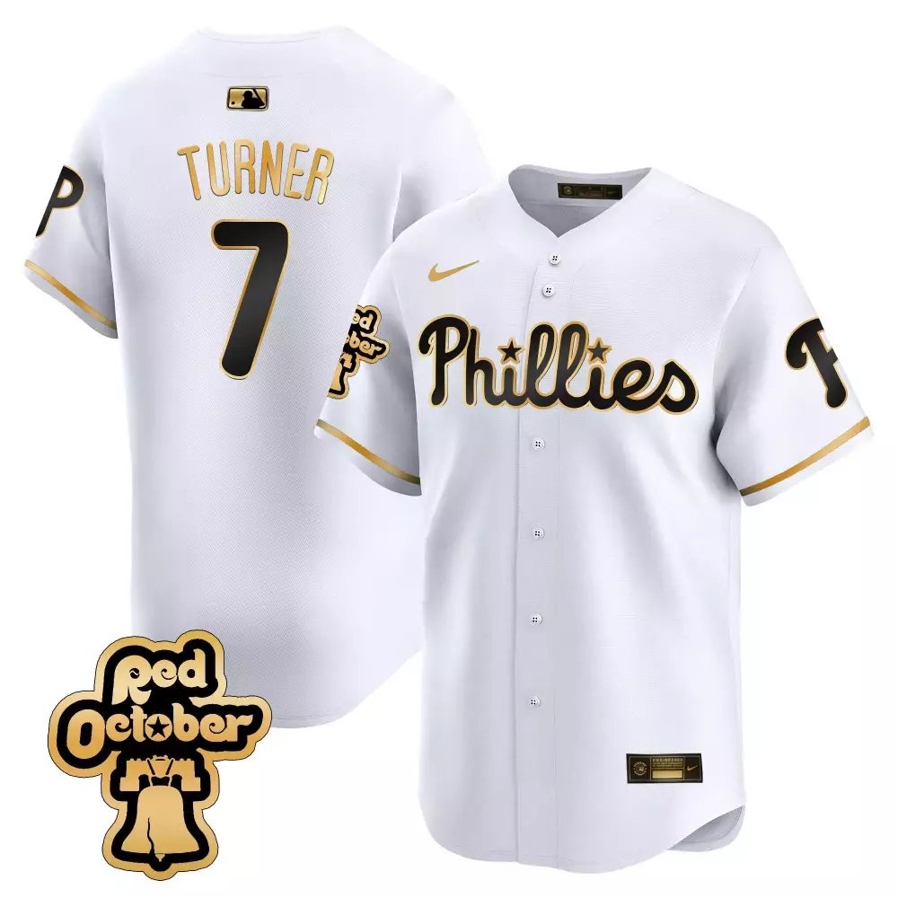 Turner 7 Philadelphia Phillies 2023 Red October Stitched Jersey | White Name Patch | Fan Gear for Men, Women & Youth