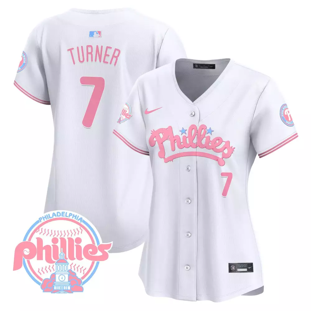 Turner 7 Philadelphia Phillies 2023 Stitched Jersey | White Name Patch | Women's Fan Gear for All