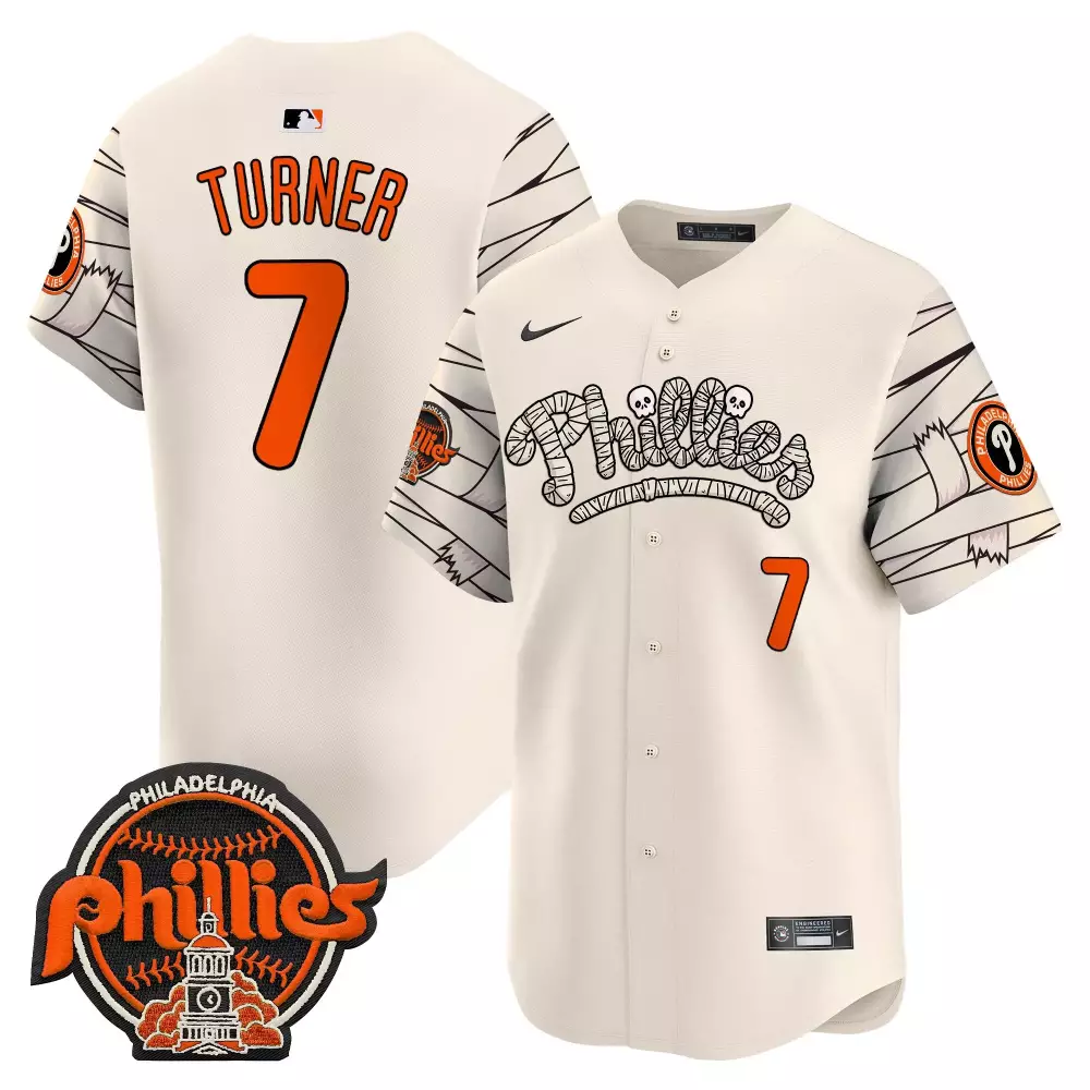 turner 7 phillies cream stitched jersey men s halloween style name patch 2023