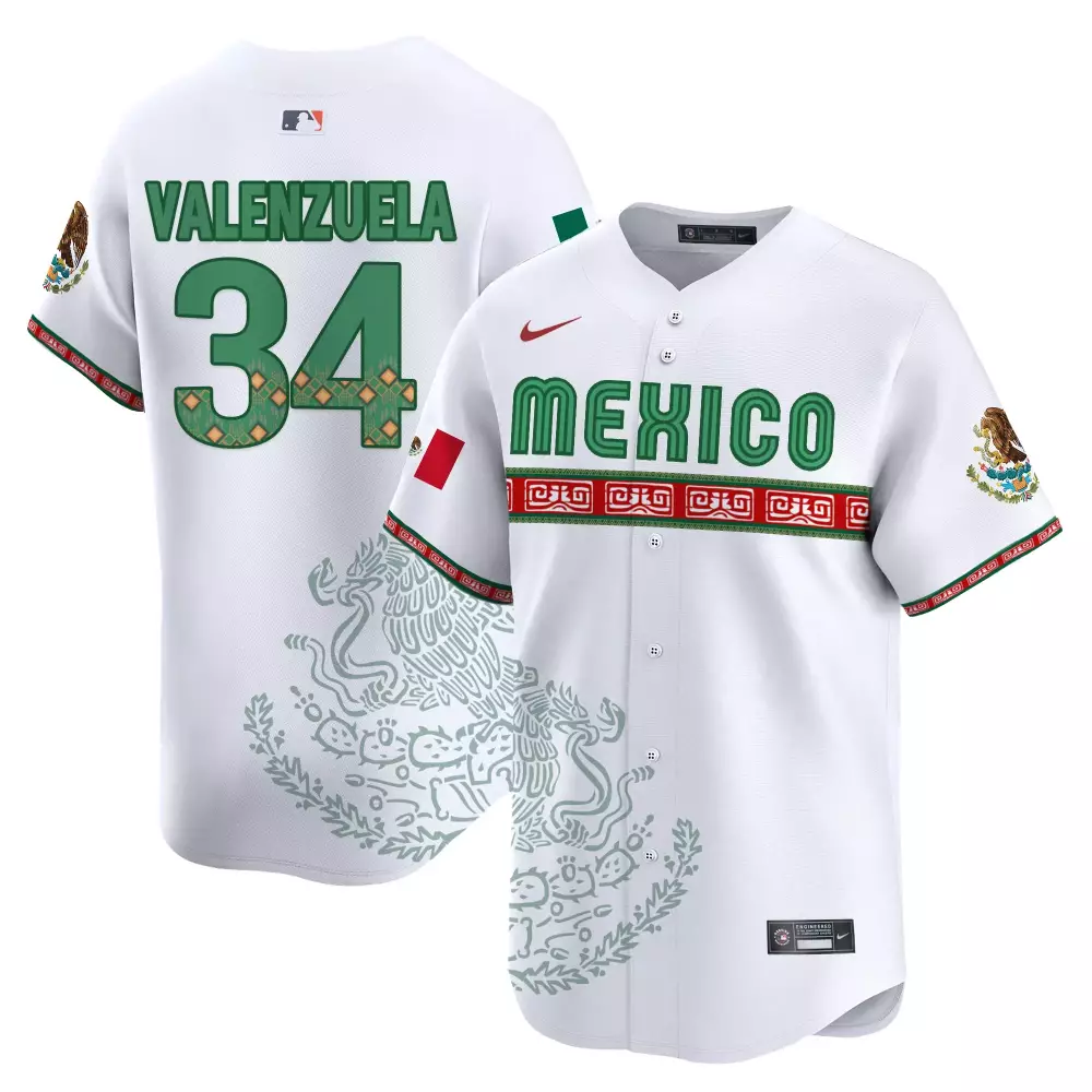 valenzuela 34 mexico white stitched jersey men s style name patch 2023