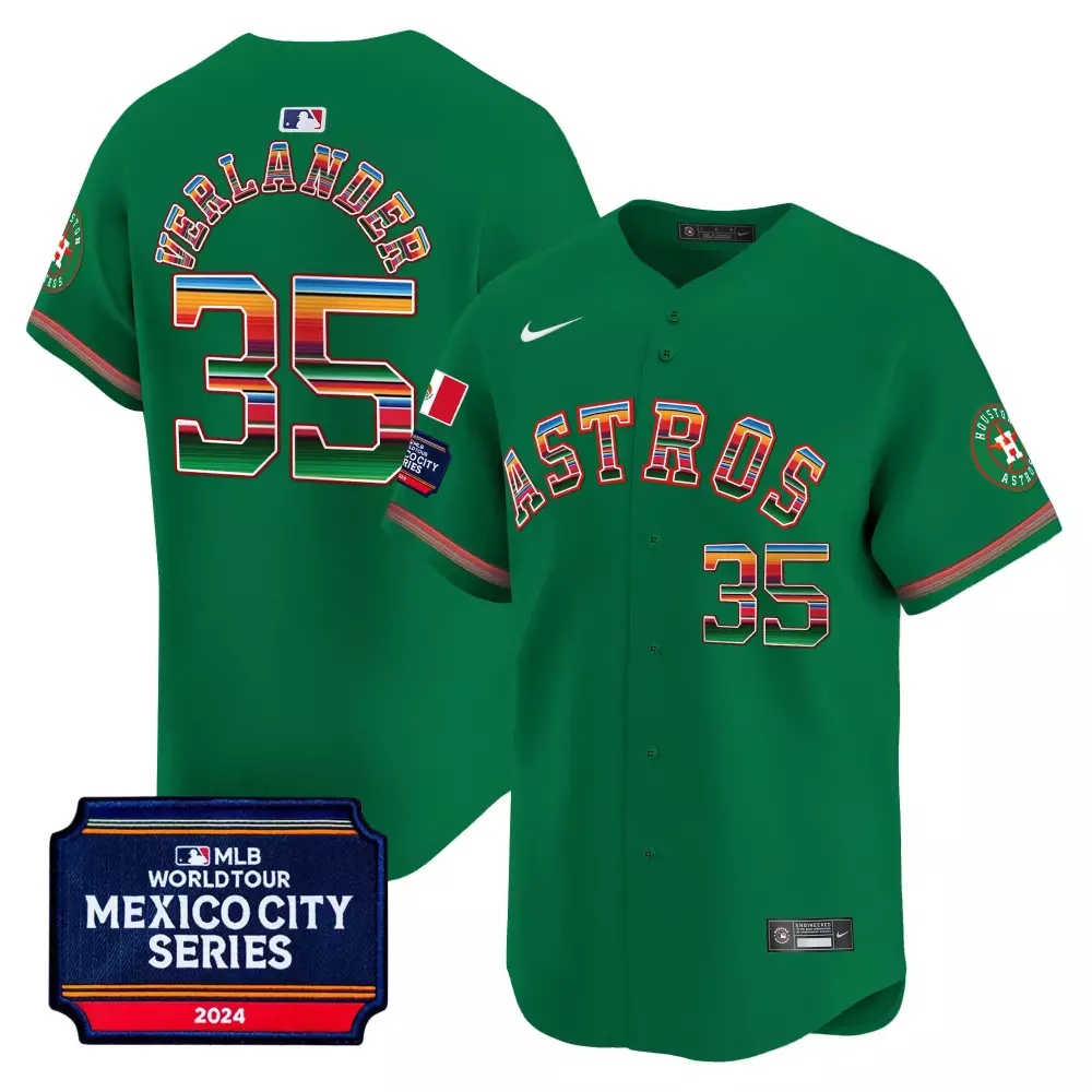 Verlander 35 Houston Astros 2024 Men's Orange Stitched Jersey | Mexico City Series | All Stitched | For Men, Women & Youth
