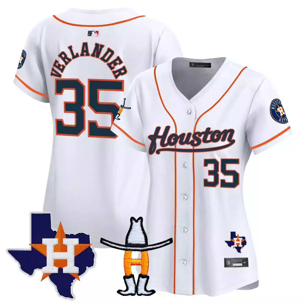 verlander 35 houston astros women s white stitched jersey name patch 2023