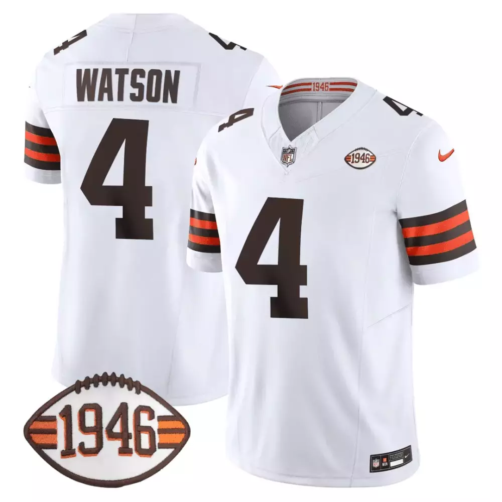 watson 4 cleveland browns white all stitched jersey name patch 1946 men s style