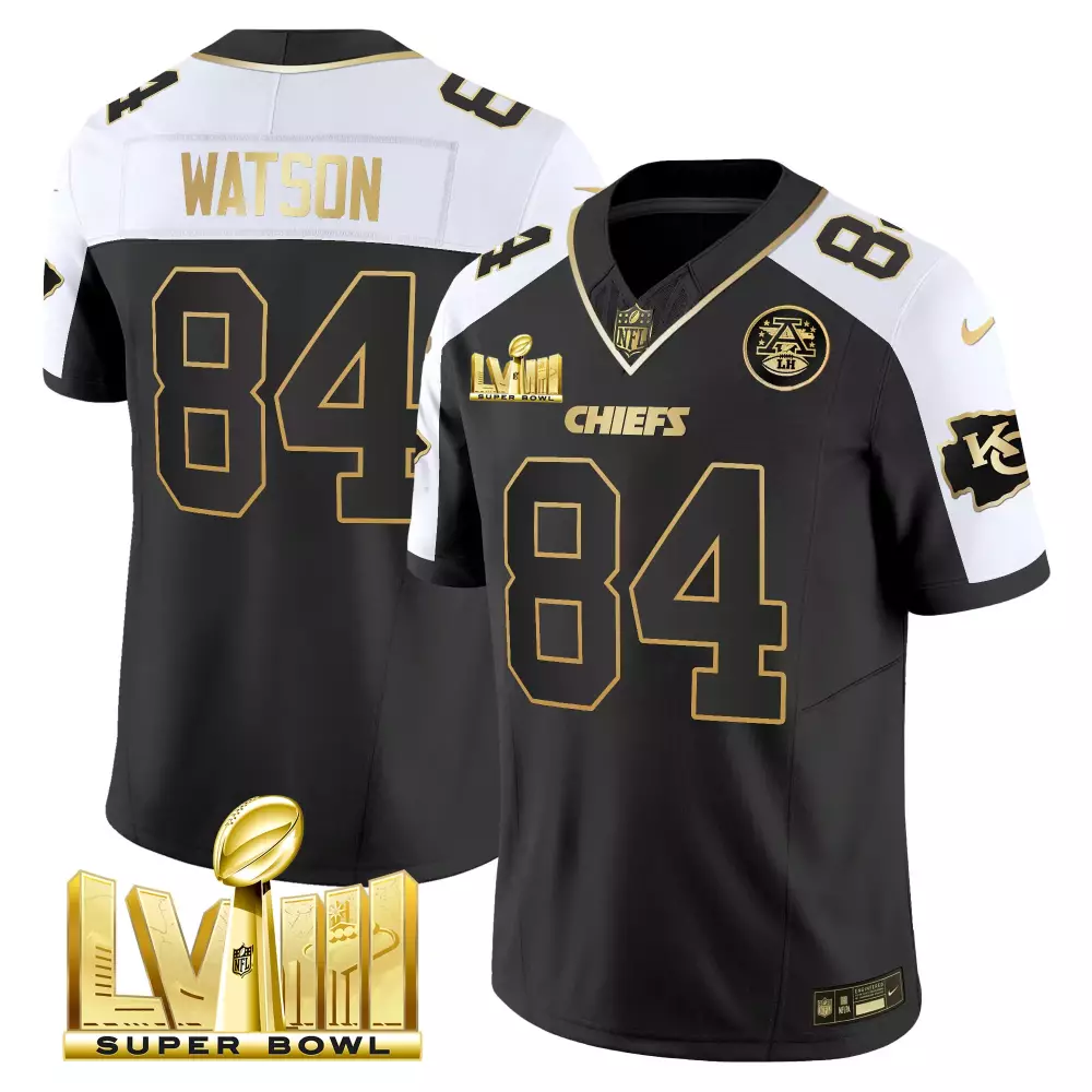 Watson 84 Kansas City Chiefs 2023 Black Stitched Jersey | Celebrate Super Bowl LVIII | For Men, Women & Youth