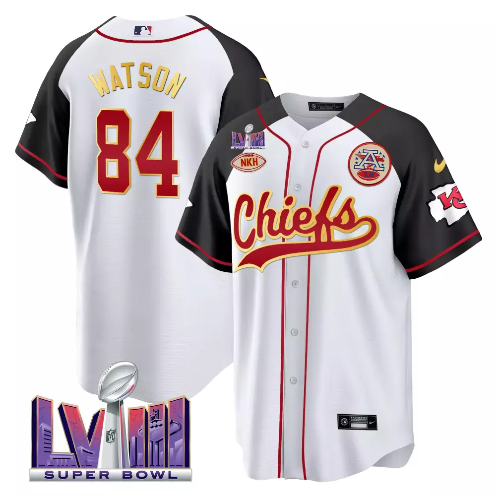 Watson 84 Kansas City Chiefs White All Stitched Jersey Name Patch Super Bowl LVIII Men's Style | Celebrate the Champions | For Men & Youth