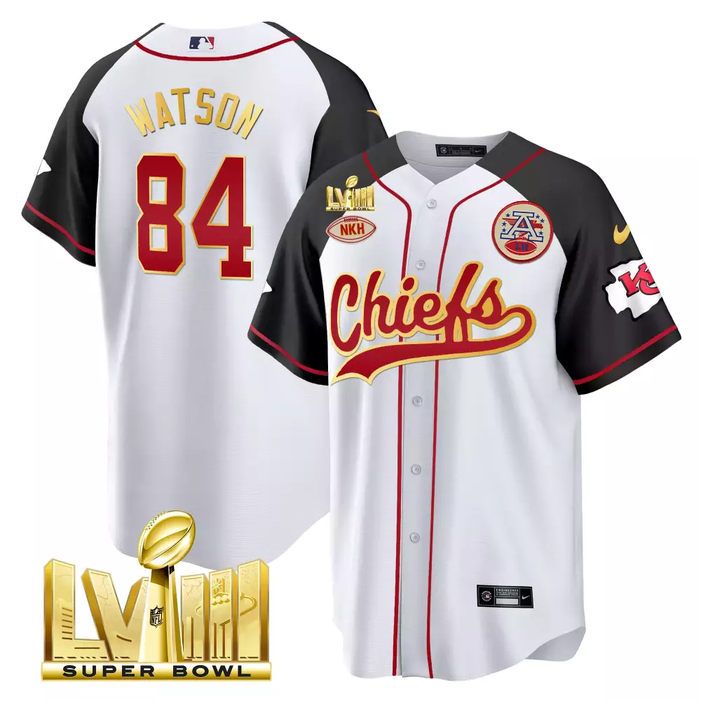 Watson 84 Kansas City Chiefs White Jersey All Stitched Female Name Patch 2023 Super Bowl Champions | Stylish Fan Gear | For Women & Youth