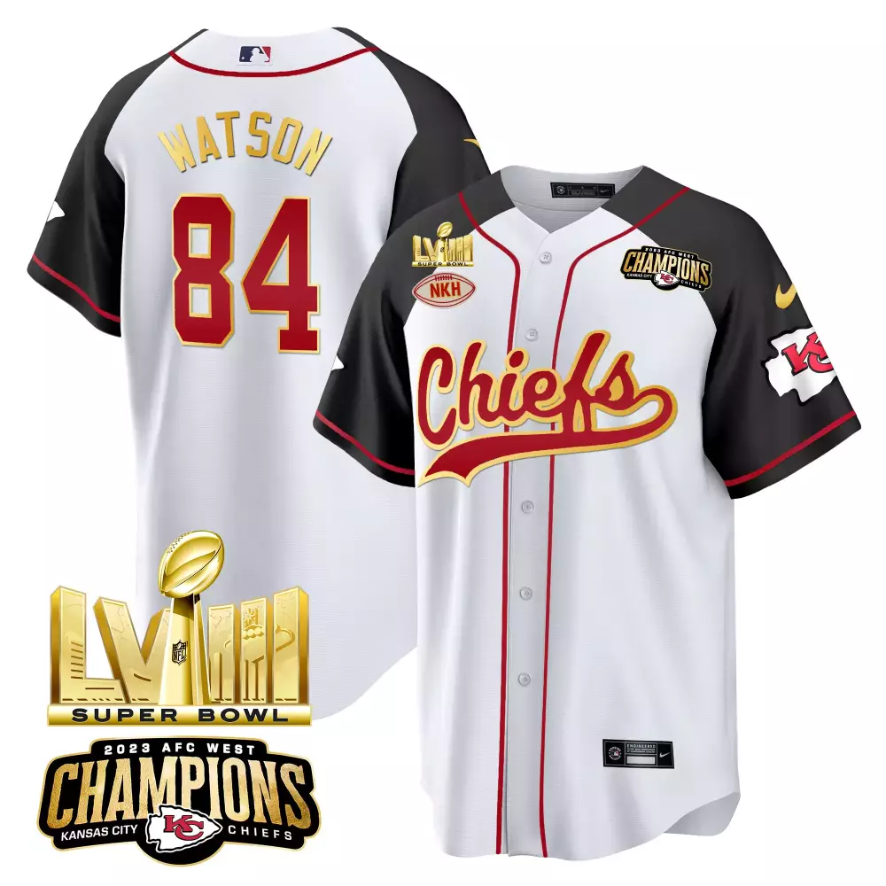 Watson 84 Kansas City Chiefs White Jersey All Stitched Female Name Patch 2023 Super Bowl Champions | Stylish Fan Gear | For Women & Youth