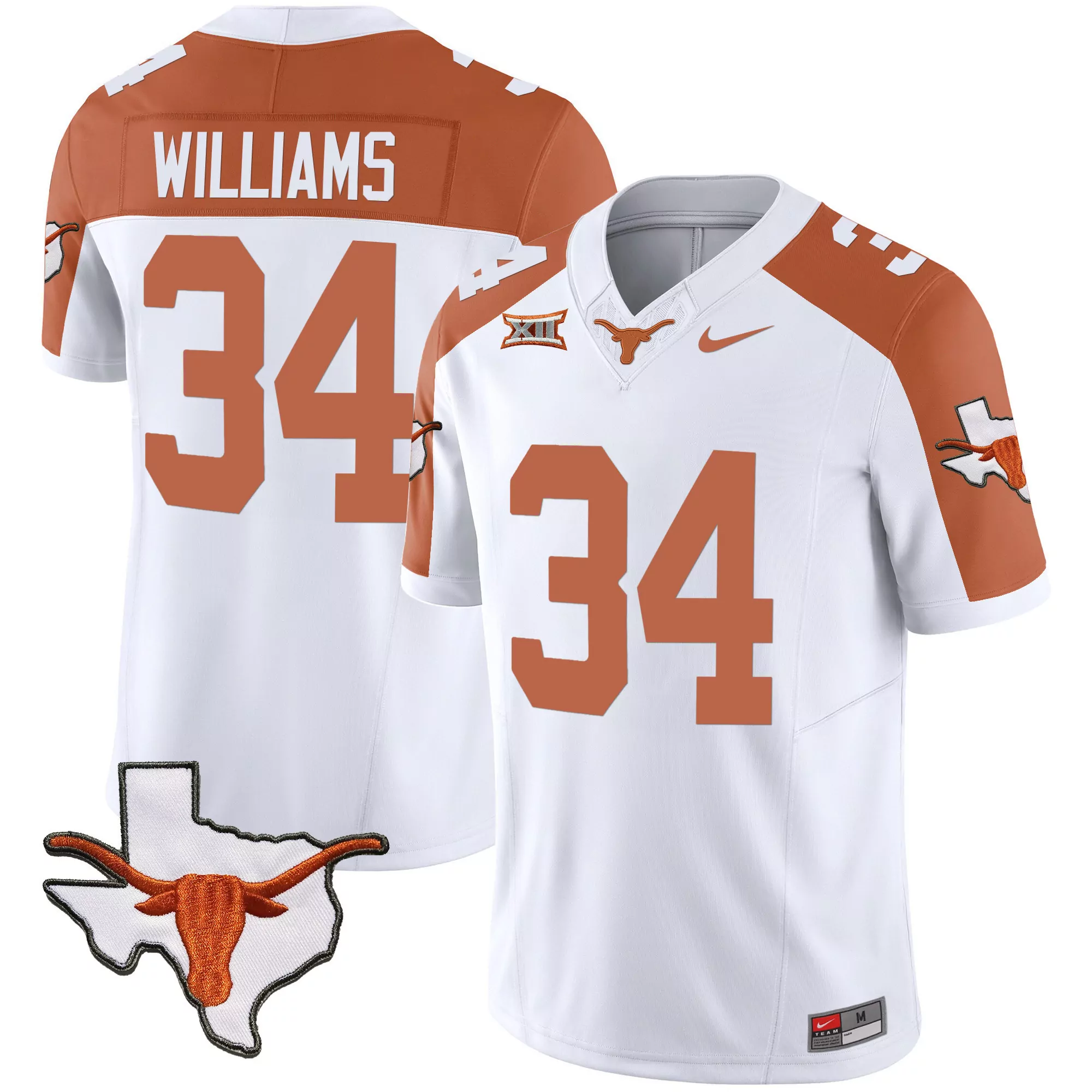 williams 34 texas longhorns white all stitched jersey men s style name patch 2023