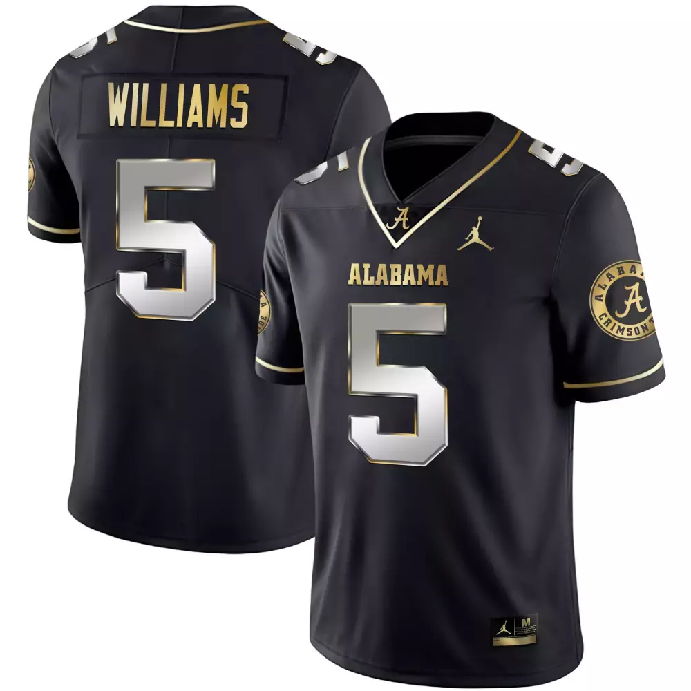 Williams 5 Alabama Crimson Tide Black All Stitched Jersey 2023 | Name Patch | Game Day Outfit for Men, Women & Youth