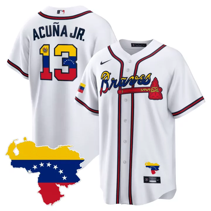 acua jr 13 atlanta braves white stitched jersey with name patch 2024 women s style