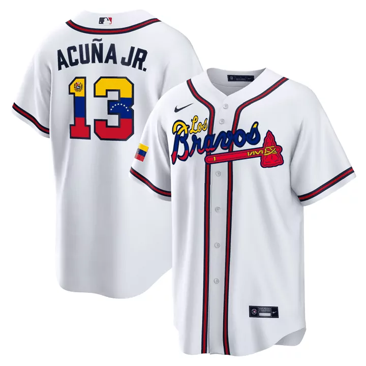 acua jr 13 atlanta braves white stitched jersey with name patch 2024 women s style