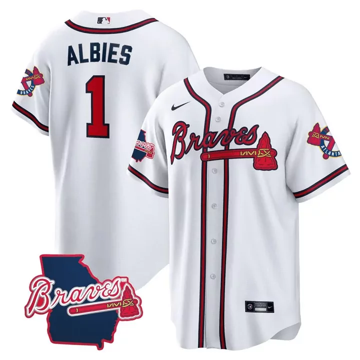 albies 1 atlanta braves white stitched jersey with name patch men s 2023 style
