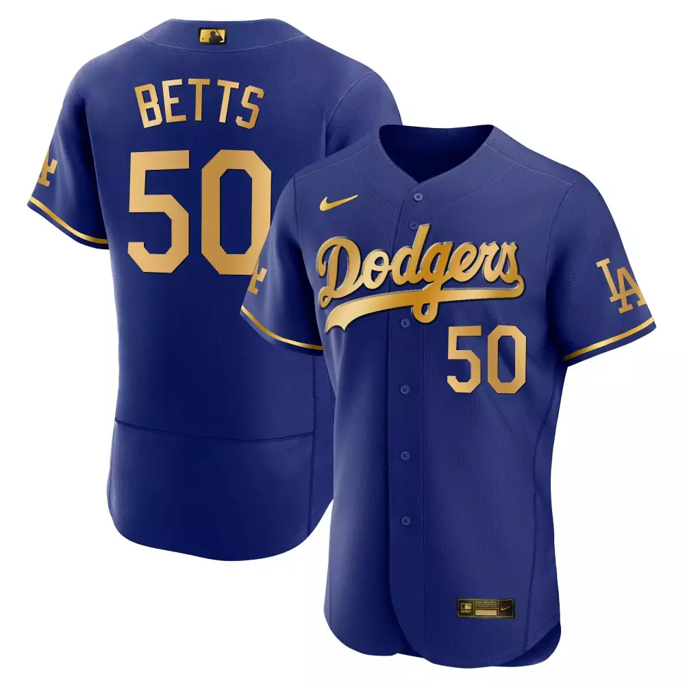Betts 50 Los Angeles Dodgers Men's Blue Stitched Jersey | Name Patch 2023 | Replica Fan Gear | For Men, Women & Youth