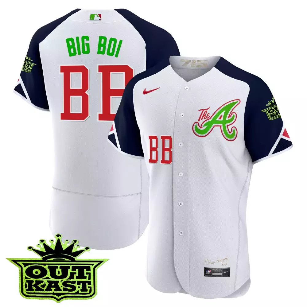 big boi bb atlanta braves white name patch stitched men s jersey 2023