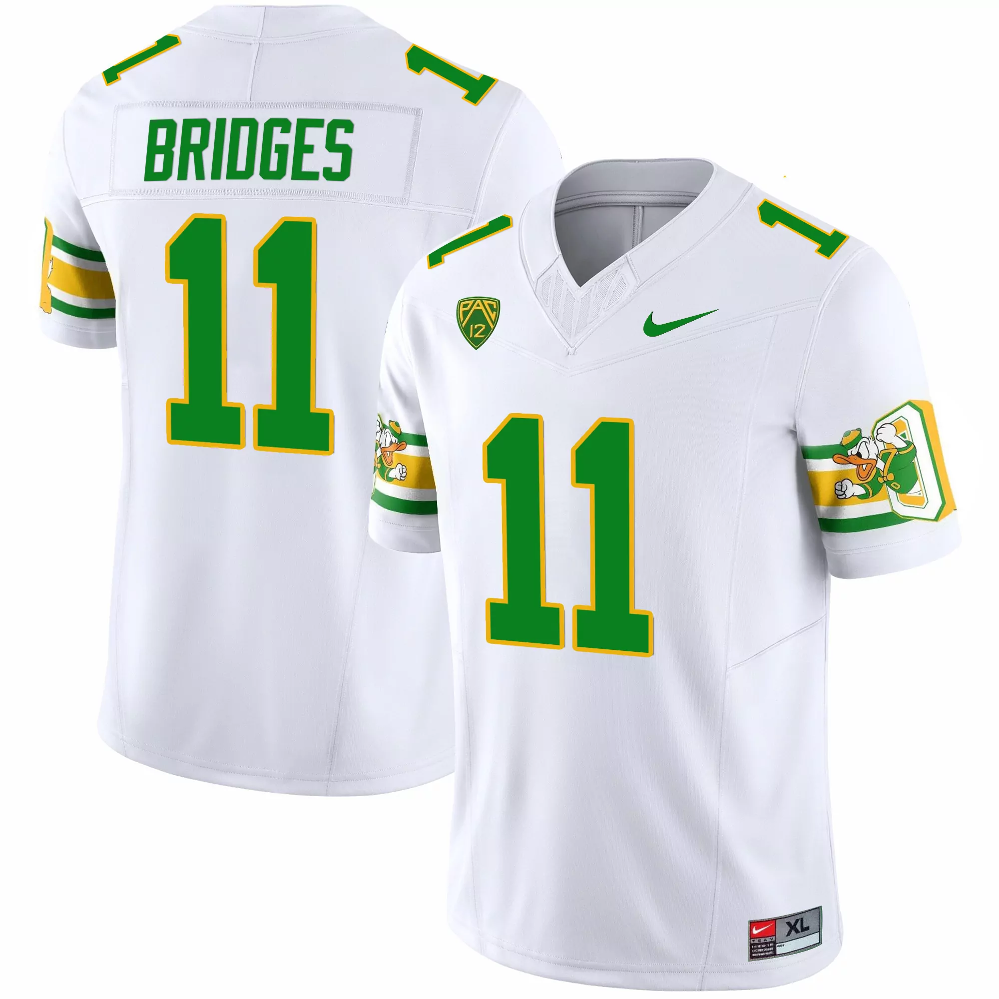 bridges 11 men s stitched oregon ducks yellow jersey name patch 2023