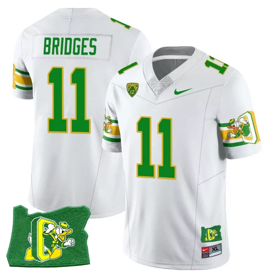 bridges 11 oregon ducks men s stitched yellow jersey 2023 name patch