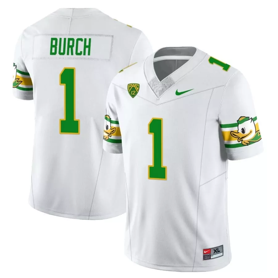 burch 1 men s oregon ducks white stitched jersey with name patch 1984 style